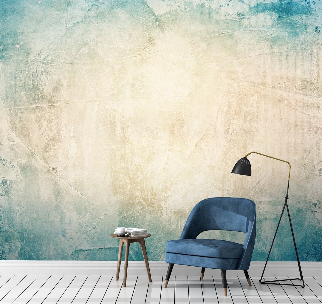 Blue Grunge Texture Wallpaper: Distressed Peel and Stick Wall Mural - Etsy