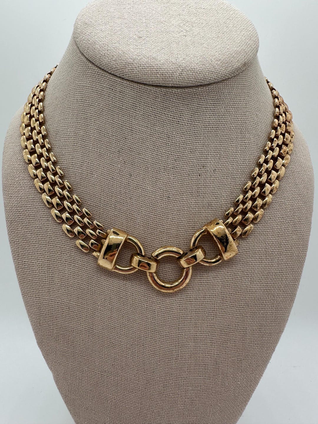 Vintage 1980s Gold Tone Wide Link Statement Chain Necklace - Etsy
