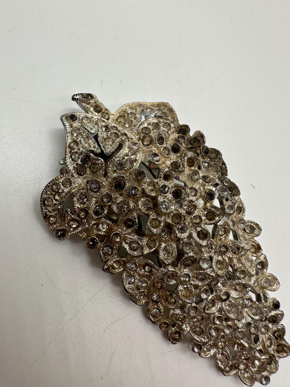 Antique Silver Plated Rhinestone Victorian Hair Clip - Etsy