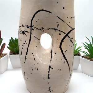 Keramische Vaas | Donut Vaas| Handgemaakte vaas | Decoratieve Vaas | Splatter Vaas | Abstract Vaas | Split Top Donut Vaas |