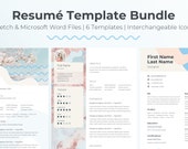 Resume Template Bundle | Unique Resume Template for Creatives | Sketch + Microsoft Word .docx | CV Templates + Cover Letter | Cherry Blossom
