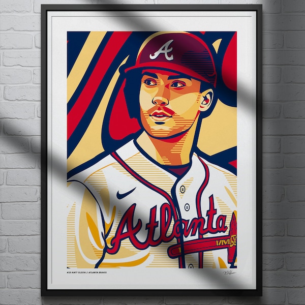 Matt Olson Poster Atlanta Braves Baseball Illustrated Art Print