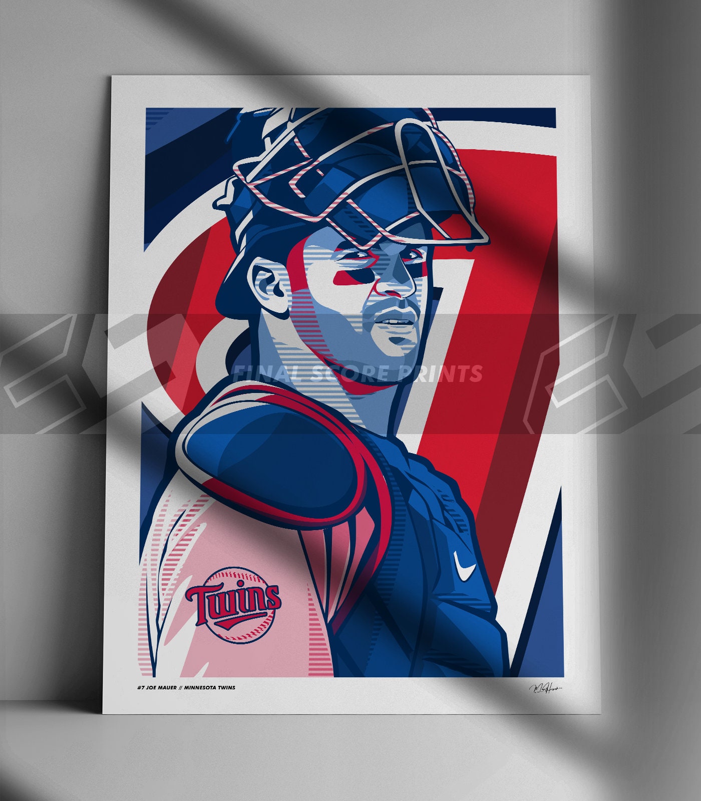 Joe Mauer Poster Minnesota Twins Baseball Illustrated Art Print Etsy