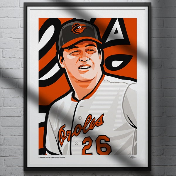 Boog Powell Poster Baltimore Orioles Baseball Illustrated Art Print