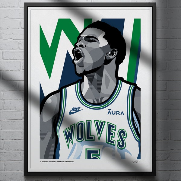 Anthony Edwards Poster Minnesota Timberwolves Basketball Art Print