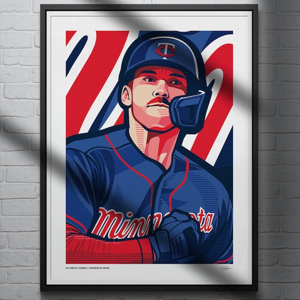 Carlos Correa Poster Minnesota Twins Baseball Illustrated Art Print