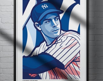 Joe DiMaggio Poster New York Yankees Baseball Illustrated Art Print