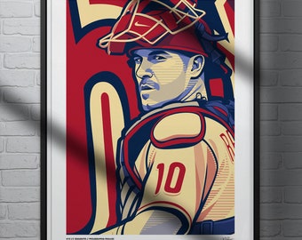 JT Realmuto Poster Philadelphia Phillies Baseball Illustrated Art Print