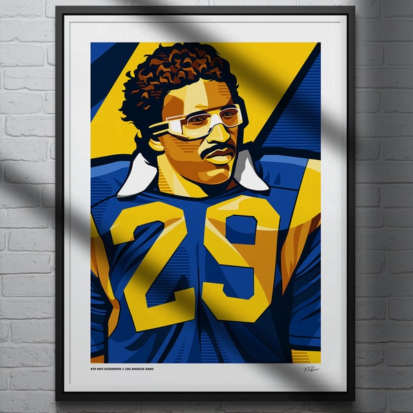 Eric Dickerson Poster Los Angeles Rams Football Illustrated Art Print