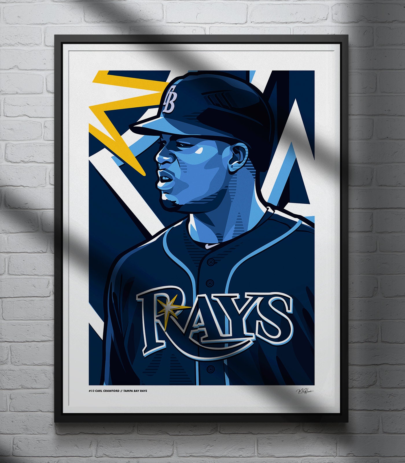 Carl Crawford Poster Tampa Bay Rays Baseball Illustrated Art 
