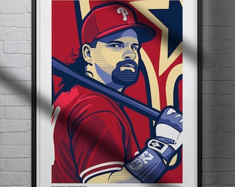 John Kruk Poster Philadelphia Phillies Baseball Illustrated Art Print