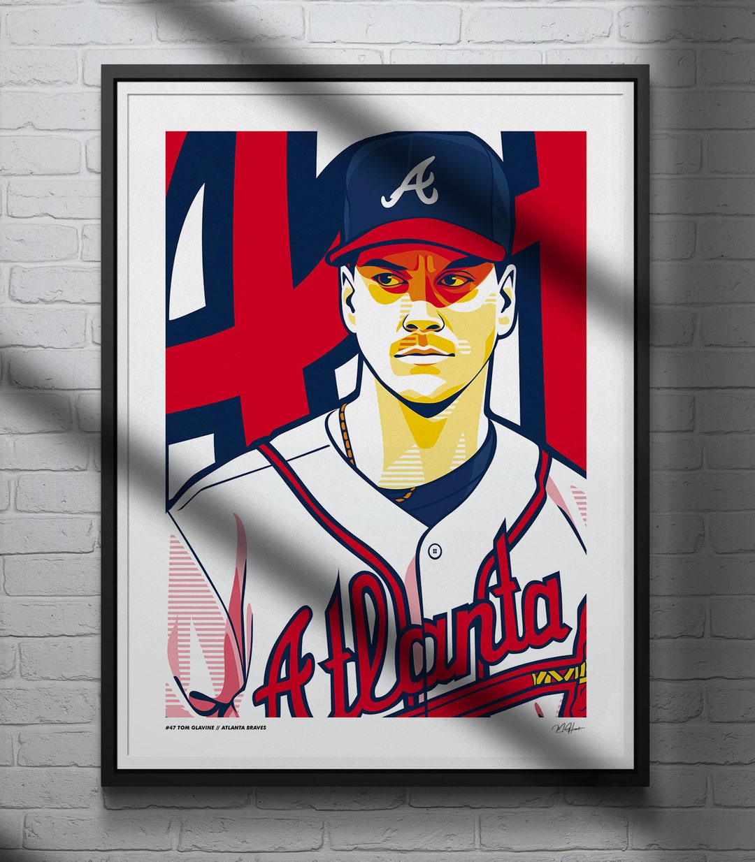 Tom Glavine Poster Atlanta Braves Baseball Illustrated Art Print - Etsy