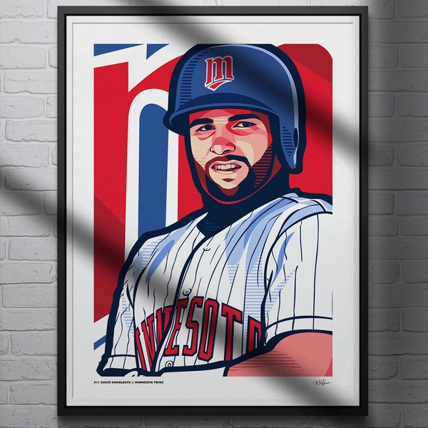 Chuck Knoblauch Poster Minnesota Twins Baseball Illustrated Art Print