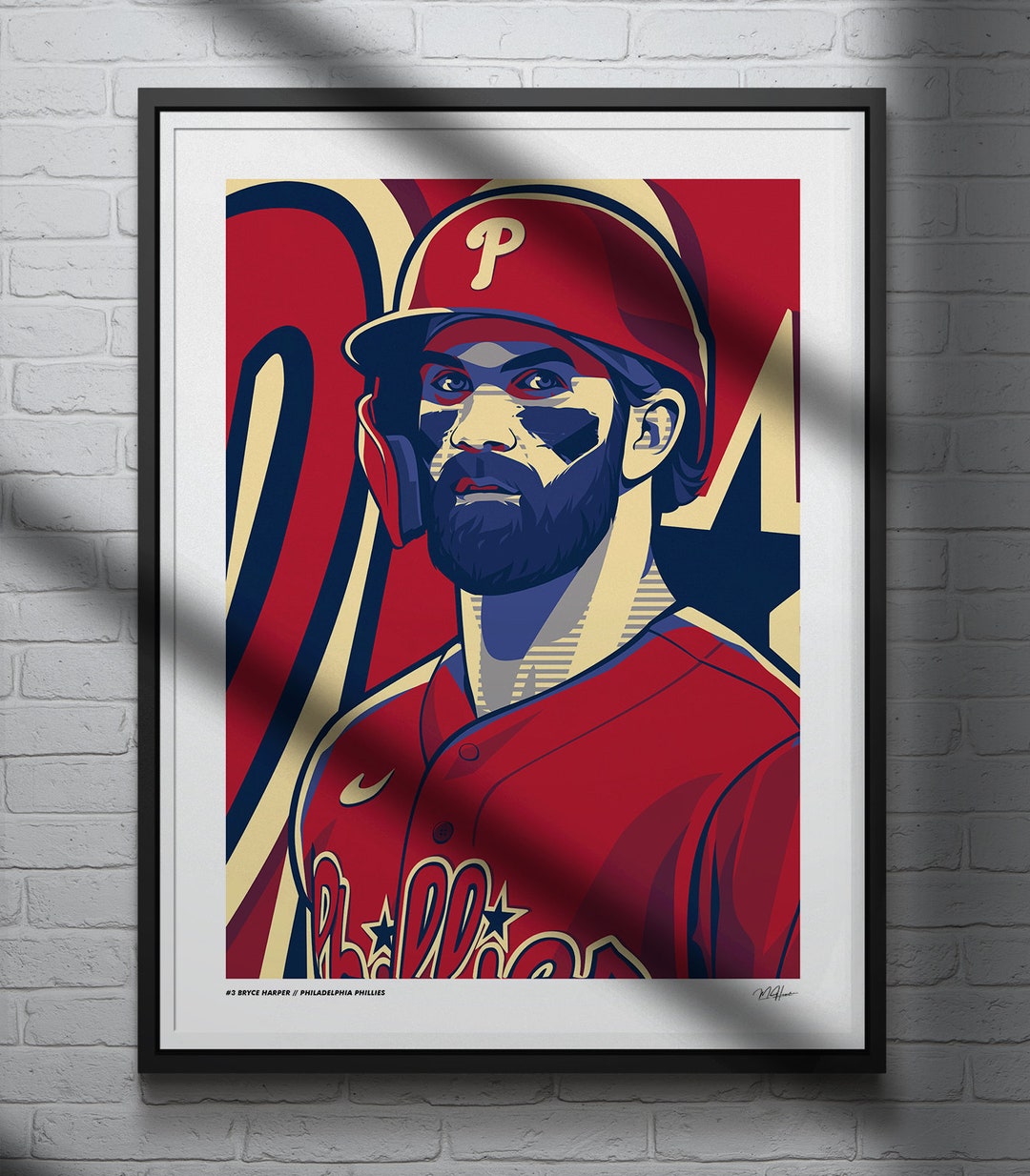 Bryce Harper Poster Philadelphia Phillies Baseball Illustrated Art Print Etsy