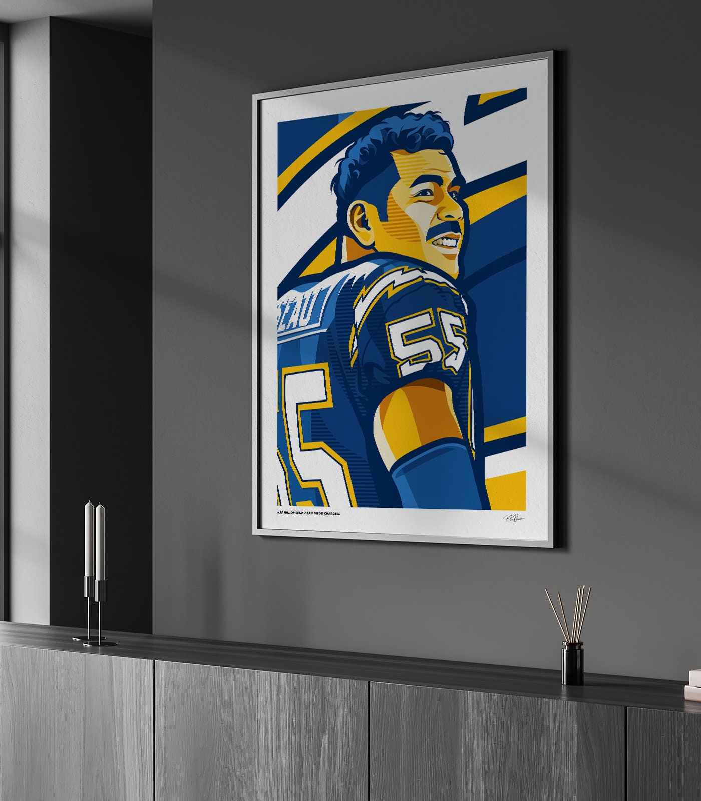 Junior Seau Poster San Diego Chargers Football Illustrated Art Print - Etsy