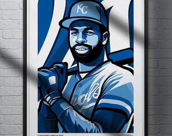 Willie Wilson Poster Kansas City Royals Baseball Illustrated Art Print