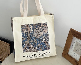 William Morris Canvas Tote Bag: Floral Art Shoulder Bag