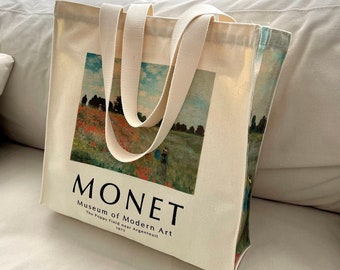 Monet Einkaufstasche: Canvas Einkaufstasche mit Reißverschluss