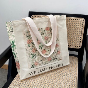 Botanische Tragetasche, Vintage Blumen Canvas Tasche, William Morris Floral bedruckte Tasche, personalisierte Geschenktasche, Valentinstag Geschenk, Geschenk für sie