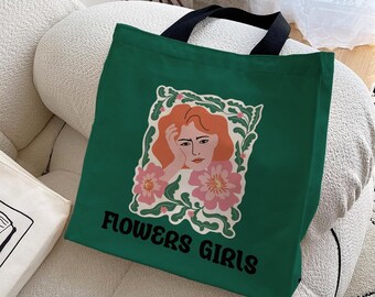 Bloemen esthetische boodschappentas｜Herbruikbare boodschappentas｜ Schilderkunsttas met ritssluiting｜Lerarenlevenstas｜Canvas tas｜Schilderkunst draagtas