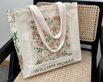 Bolso de mano botánico, bolso de lona de flores vintage, bolso estampado floral de William Morris, bolsa de regalo personalizada, regalo de los días de San Valentín, regalo para ella