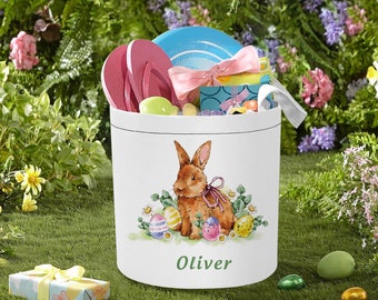 Easter Egg Hunt, Personalized Name Gift Basket, Vintage Rabbit Easter Decoration, Easter Gifts Store Baskets For Children,Custom Name Basket