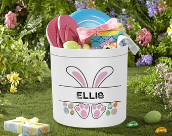 Easter Egg Hunt Basket, Personalized Name Easter Bag, Custom Easter Gift Storage Basket, Easter Decoration, Easter Decoration