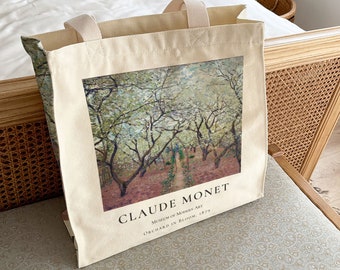 Claude Monet Art Tote Bag｜BORCHARD IN BLOOM,1879｜Grote capaciteit werkschoudertas｜Moderne canvas tas｜Verjaardagscadeau｜Tote Bag Cadeau voor haar