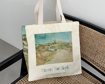 Van Gogh Tote Bag: Vegetable Gardens in Montmartre, Large Canvas Handbag