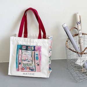 Sac fourre-tout pour art pictural｜Sac fourre-tout matisse｜Sac esthétique floral｜Sac pour la vie enseignant｜Sac en toile｜Sac fourre-tout artistique｜Sacs de demoiselle d'honneur｜Sac réutilisable