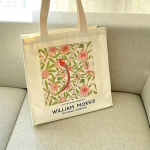 William Morris Art Tote Bag: Bird, Pomegranate, Flower Canvas Bag image 1