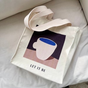 LET IT BE Tote Bag｜Art Aesthetic Bag｜Shopping bag｜Painting Aesthetic bag｜Phrase Canvas Bag｜Painting Tote bag｜Beach Tote Bag｜Bridesmaid bags