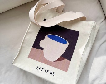 Let It Be Canvas Tote Bag: 16oz Aesthetic Art, Zippered Pocket