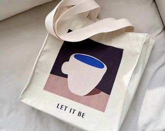 LET IT BE Tote Bag｜Art Aesthetic Bag｜Shopping bag｜Painting Aesthetic bag｜Phrase Canvas Bag｜Painting Tote bag｜Beach Tote Bag｜Bridesmaid bags