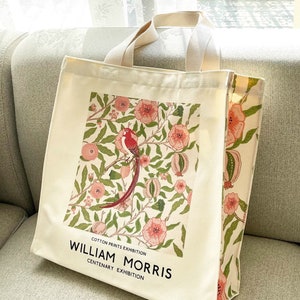 William Morris Art Tote Bag: Bird, Pomegranate, Flower Canvas Bag image 2
