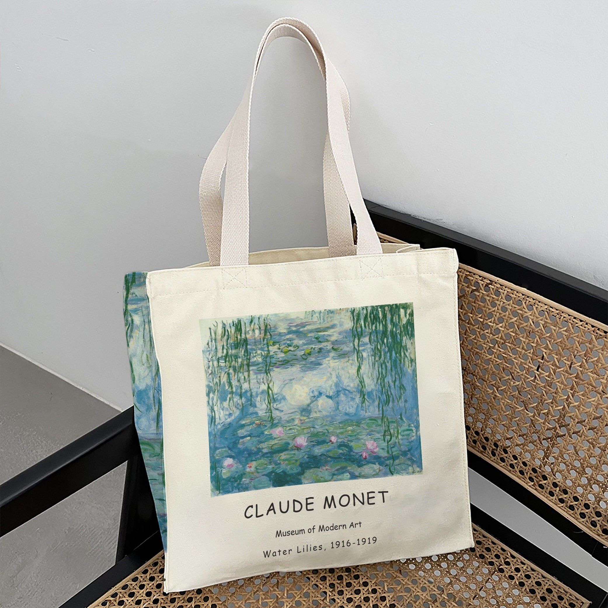 K 様 Monet Water Lilies Art Tote Bag: 16oz Canvas Shoulder Bag - Etsy