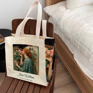 Sac fourre-tout en coton John William « The soul of the Rose 1908 », sac fourre-tout art esthétique, sac fourre-tout en toile de peinture, cadeau d'anniversaire