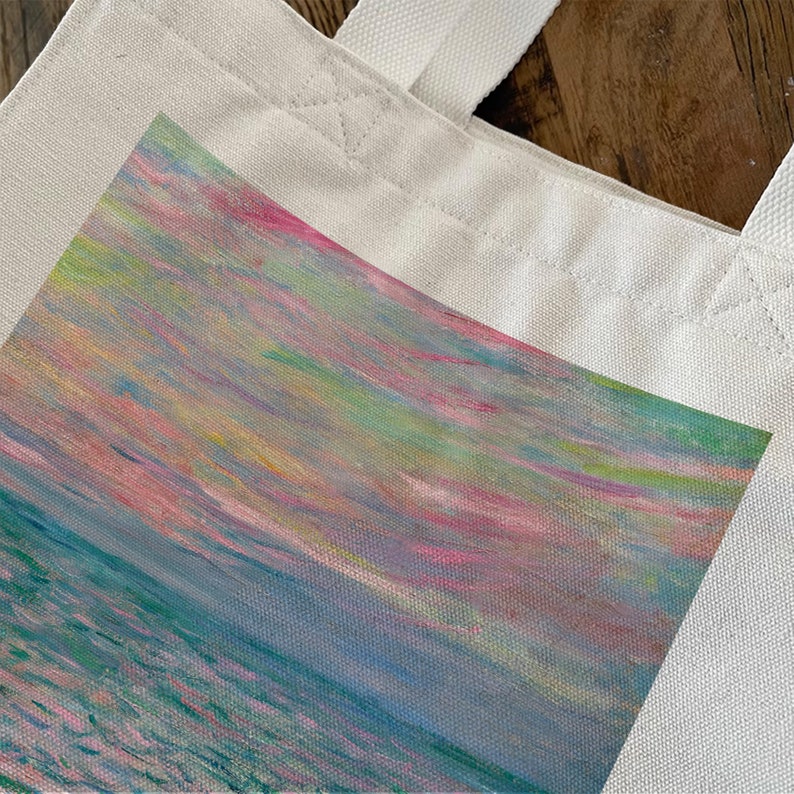 Monet Art Beach Tote BagLarge Capacity Shoulder BagCanvas Bag With ZipperFashion Weekend Shopping HandbagAnniversary Gift image 6