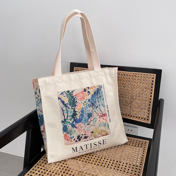 Abstract Painting Canvas tote bag, Matisse  Bag,Funny Canvas Tote Bag, Shopping bag, Cotton bag Eco friendly, Aesthetic tote bag, Beach bag