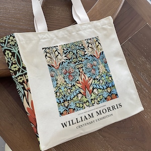 Sac fourre-tout en toile William Morris « Tête de serpent » Sac d'art esthétique avec fermeture à glissière et poche intérieure, cadeau d'anniversaire, cadeau pour professeur