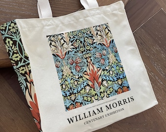 William Morris Snakeshead Canvas Tote Bag, Aesthetic Art Zippered Bag