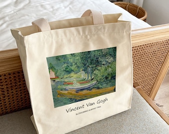 Van Gogh 'Almond Tree' Canvas Tote Bag: Personalized Reusable Handbag