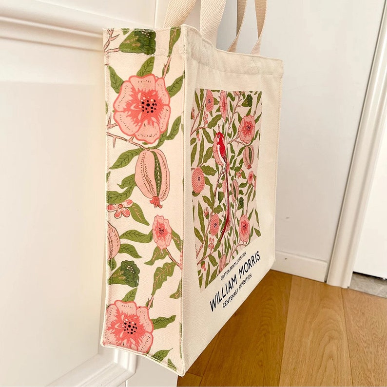 William Morris Art Tote Bag: Bird, Pomegranate, Flower Canvas Bag image 3