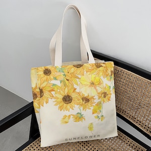 Sunflower Tote Bag｜Fashion Plant Flower Handbag｜Special Sunflower Shoulder Bag｜Yellow Flower Shopping Bag｜Anniversary Gift For Girlfriend