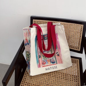 Painting Art Tote bagMatisse Tote BagFloral Aesthetic BagTeacher Life BagCanvas BagArt Tote BagBridesmaid bagsReusable bag image 2