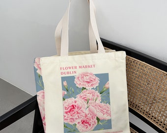 Peony canvas handtas｜Plant Art Tote Bag｜Hoge kwaliteit bedrukte bloemenschoudertas｜Creatieve canvas tas｜Verjaardagscadeau｜Valentijnscadeau