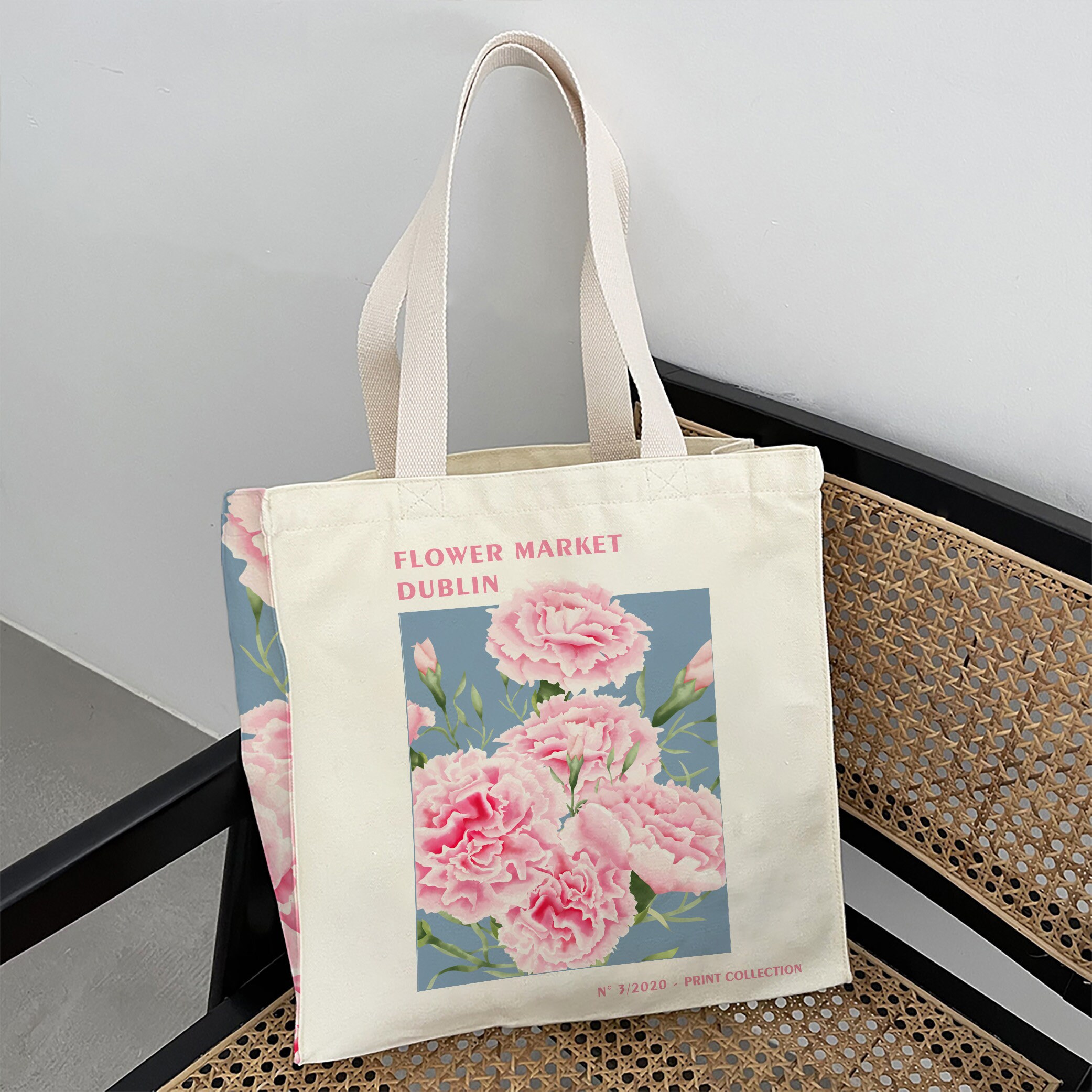Peony Canvas Handbag|Plant Art Tote Bag|High Quality Printed Flower Shoulder Bag|Creative Canvas Bag|Anniversary Gift|Valentines Gift