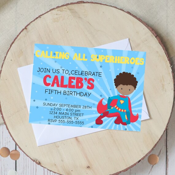 Superhero Birthday Invitation Instant Digital Download Etsy