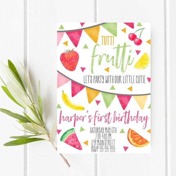 Fruit Birthday Party Invitation Instant Digital Download Etsy
