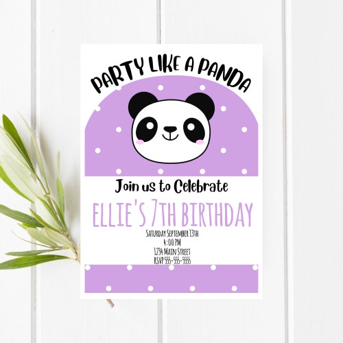 INSTANT DOWNLOAD EDITABLE Panda Birthday Party Invitations - Etsy